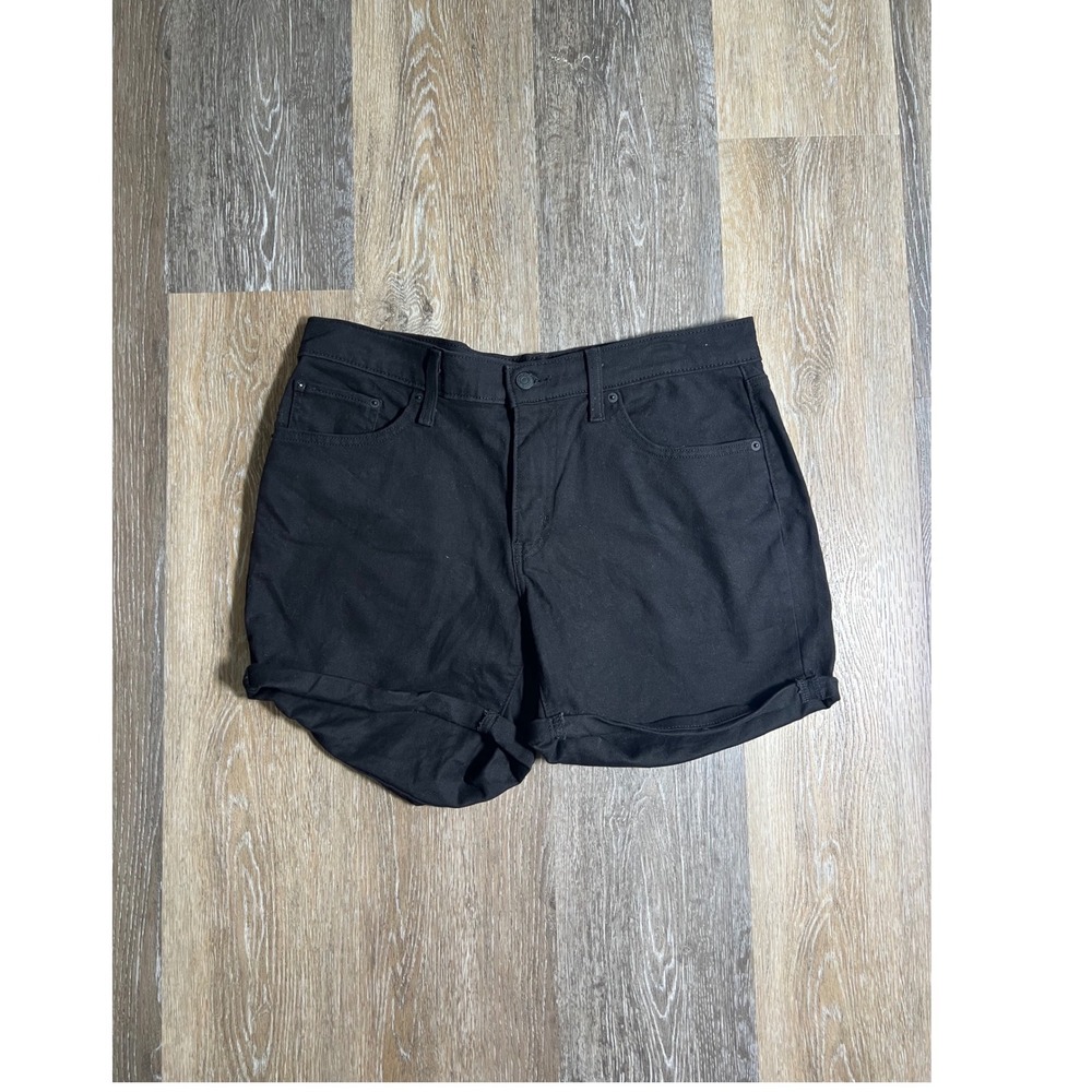 Levi's Mid Length Shorts Womens 32 Black Excellent Cuffed Denim 5 Pocket